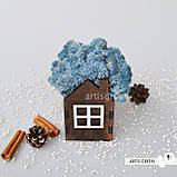 Корпоративні подарунки. Подарунок на свята. Будиночок зі стабілізованим мохом, блакитний, фото 3