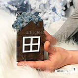 Корпоративні подарунки. Подарунок на свята. Будиночок зі стабілізованим мохом, блакитний, фото 6