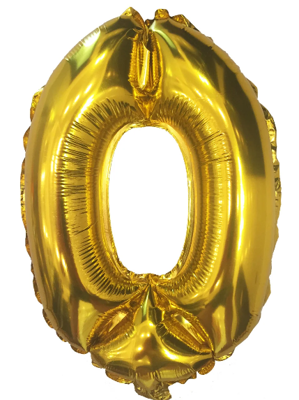 Куля цифра "0" фольгований золотий, висота 35 см, фото 1