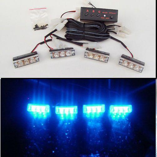 Стробоскоп мігалка для авто спец сигнали 4 шт. ДХО Лампи Синій, фото 1