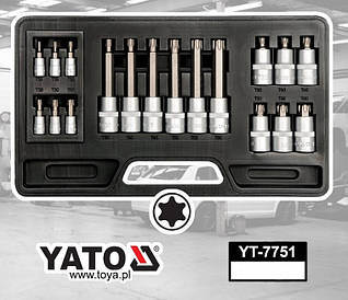 Набір торцевих головок YATO 1/2" І 1/4" з насадками TORX 18 предметів