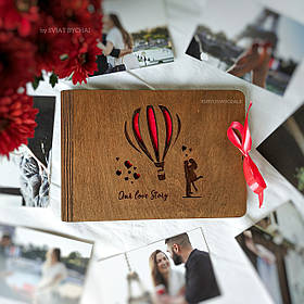 Дерев'яний фотоальбом для закоханих | фотоальбом з паперовими сторінками на подарунок дівчині, хлопцю