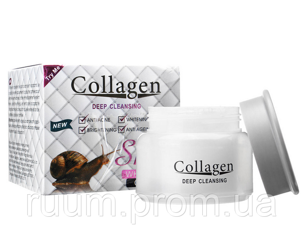 Колагеновий крем для обличчя Collagen Deep Cleansing Snail Whitening з екстрактом равлика 80g