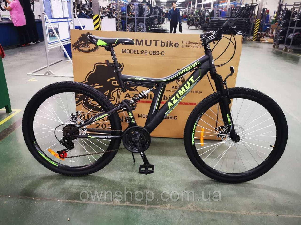 Велосипед двопідвісний гірський Blackmount GFRD 24", рама 16" чорно-зелений, фото 1