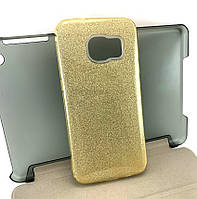Чехол для Samsung galaxy s7 edge g935 накладка бампер противоударный силиконовый Glitter золотой