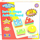 Дерев'яний сортер Геометричні фігури | Розвиваюча іграшка-головоломка Геометрика для дітей, фото 2