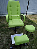 Педикюрне крісло, підставка для ніг, стілець майстра, Салатовий педикюрний комплект, фото 3