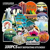 Набор виниловых наклеек стикеров Путешествие 2 уличные пейзажи Стикербомбинг на авто телефон ноутбук 100шт