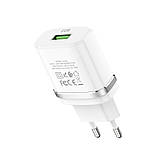 Зарядний пристрій Hoco C12Q із кабелем Micro-USB білий, фото 3