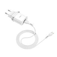 Зарядний пристрій Hoco C12Q із кабелем Micro-USB білий