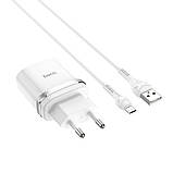 Зарядний пристрій Hoco C12Q із кабелем Micro-USB білий, фото 2