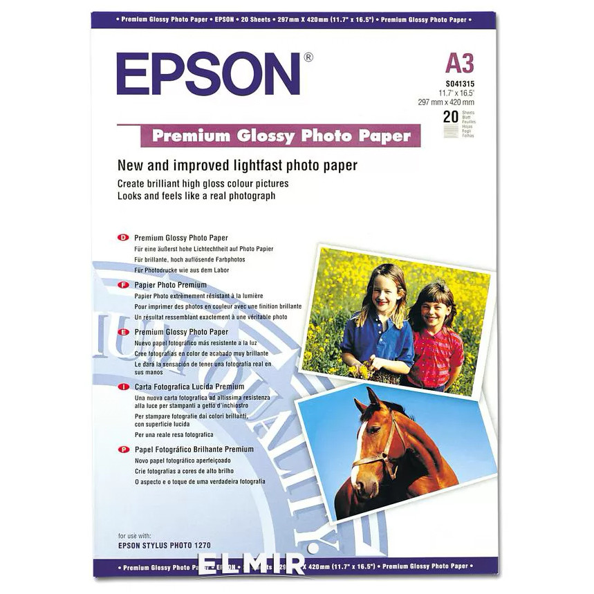 Фотобумага Epson Premium Glossy Photo Paper A3 20 л - фото 1 - id-p1330563859