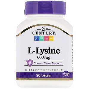 Лізин 21st Century L-Lysine 600 mg (90 таблеток.)
