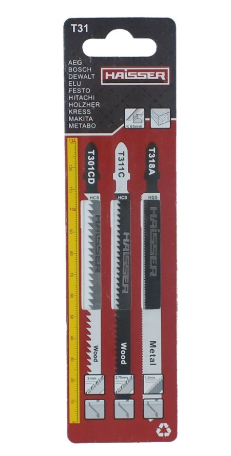 Набір пилок для електролобзика HAISSER, 3шт, (T311C, T301CD, T318A) T-SET31 32344 (6416711)