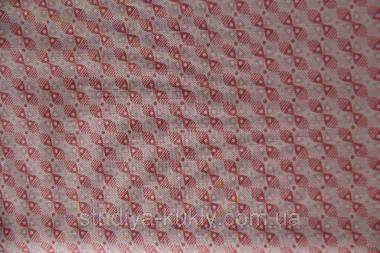 Тканини для печворку. Тканина для ляльки. Pink Geometric 1578/P. Колекція Vintage Journal. Makower UK (Англія)..