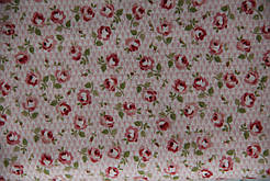 Тканини для печворку. Тканина для ляльки. Pink ROSE 1577/P. Колекція Vintage Journal. Makower UK (Англія).
