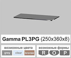 Полиця скло настінна навісна універсальна прямокутна Commus PL3 PG (250х360х8мм)