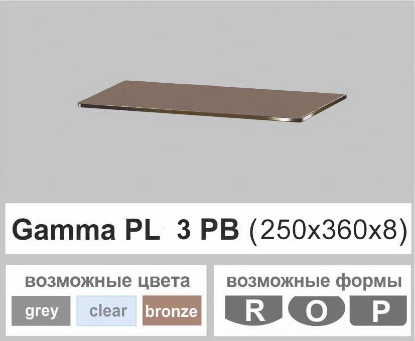 Скляна полиця настінна навісна універсальна прямокутна Commus PL3 PB (250х360х8мм)