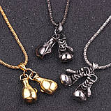 Чоловічий кулон ланцюжок спорткулон боксерські рукавички прикрашання спорт-біжутерія золотистий, фото 2