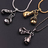 Чоловічий кулон ланцюжок спорткулон боксерські рукавички прикрашання спорт-біжутерія золотистий, фото 3