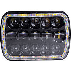 Фара LED прямокутна 80W (15 діодів) (ближній + дальній) 3D лінза