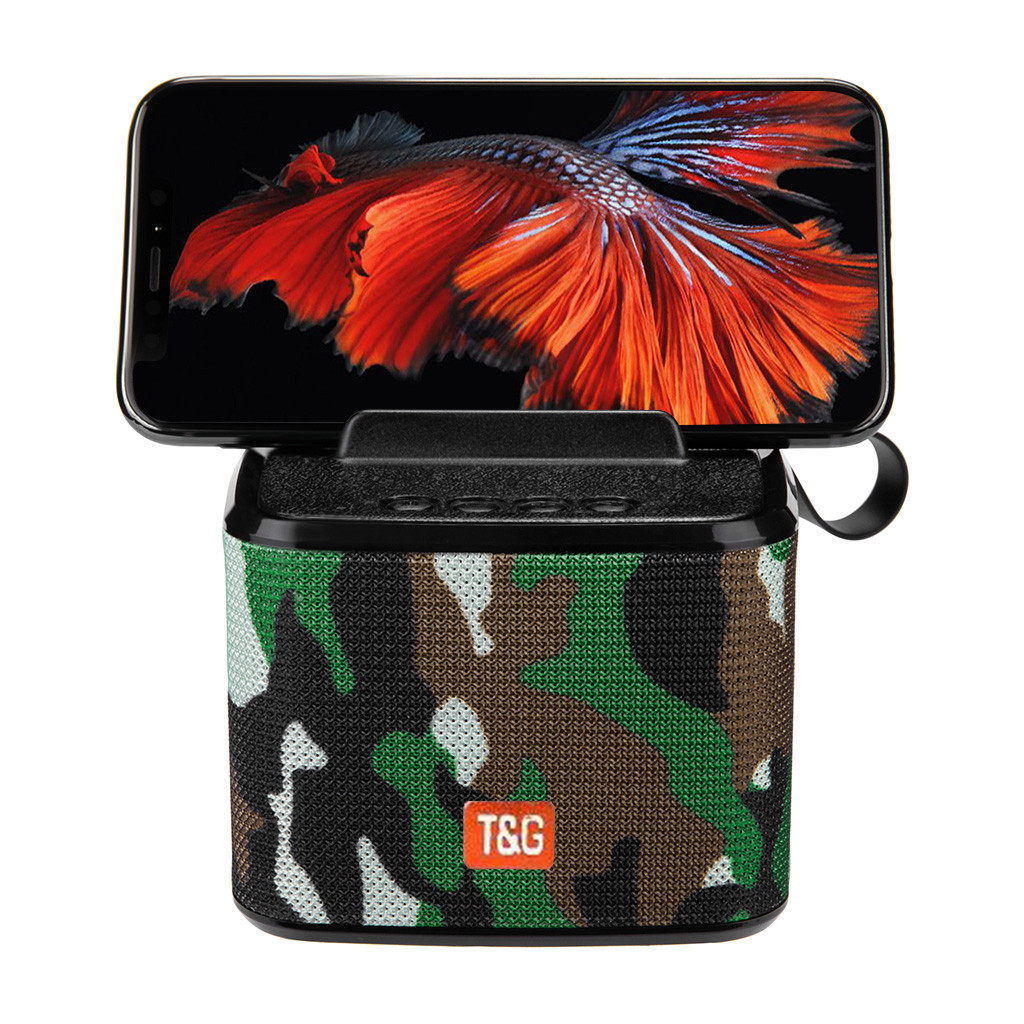 Портативна блютуз колонка T&G TG801 |AUX, Micro-SD card, USB, FM-Radio| Зелений-камуфляж, фото 1