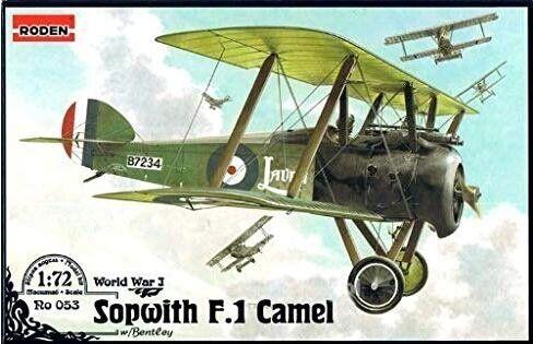 Пластикова модель 1/72 Roden 053 Британський винищувач Sopwith F.1 Camel w/Bentley
