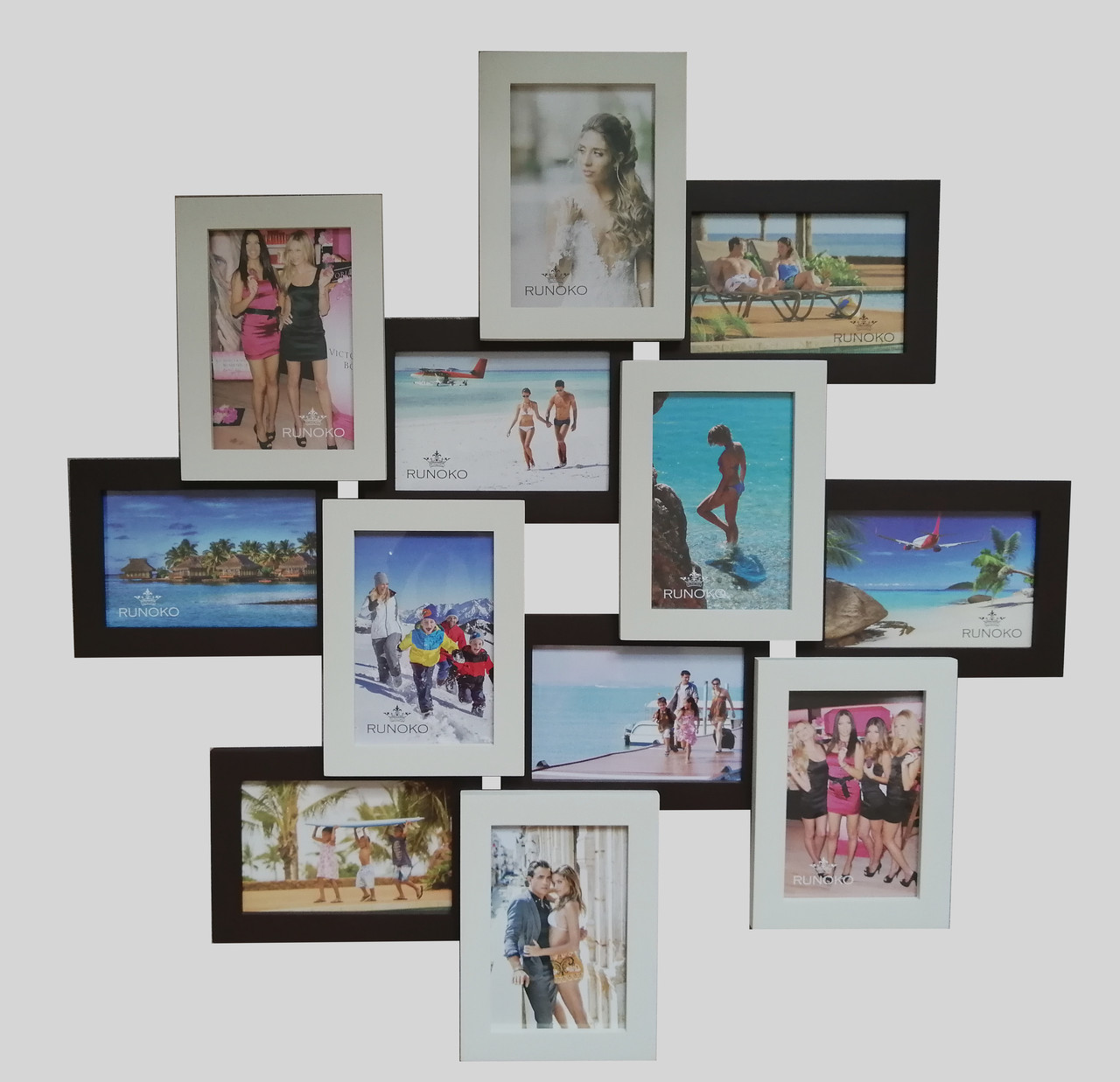 Колаж фотографій на 12 фото (дерево) 70*70 см фотоколаж рамка для фото фоторамка ФР0007