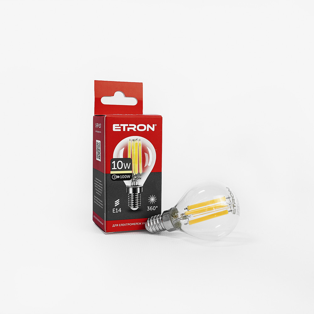 LED лампа ETRON Filament 1-EFP-157 G45 E14 10W 3000K clear glass