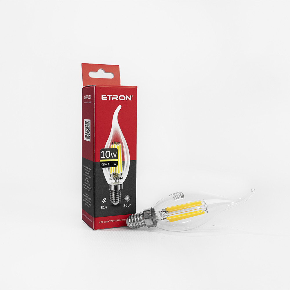 LED лампа ETRON Filament 1-EFP-135 С37 tailed E14 10W 3000K прозоре скло