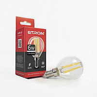 LED лампа ETRON Filament 1-EFP-152 G45 E14 6W 4200K прозора