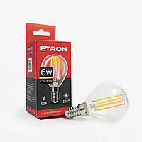 LED лампа ETRON Filament 1-EFP-151 G45 E14 6W 3000K прозора