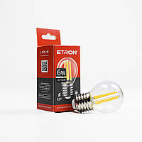 LED лампа ETRON Filament 1-EFP-149 G45 E27 6W 3000K прозора