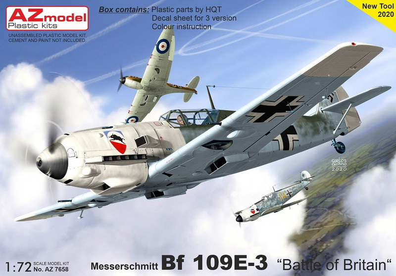 Пластикова модель 1/72 AZ model 7658 німецький винищувач Messerschmitt Bf 109E-3 „Battle of Britain“, фото 1