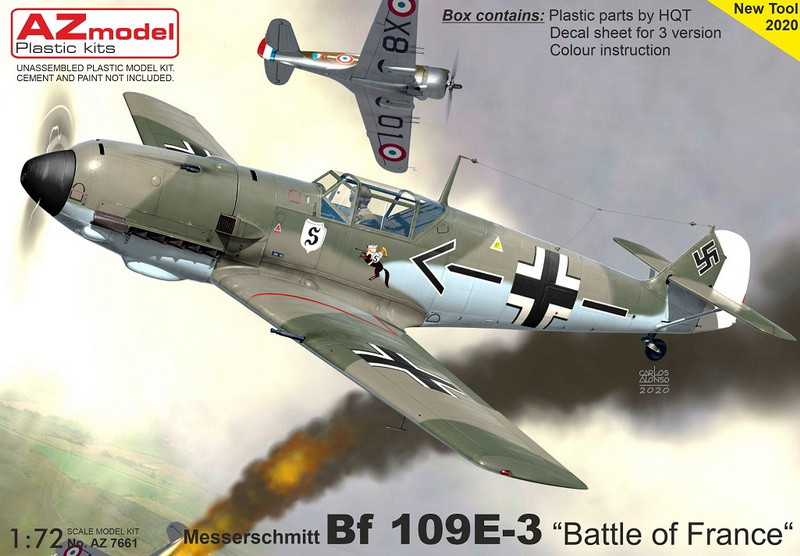 Пластикова модель 1/72 AZ model 7661 німецький винищувач Messerschmitt Bf 109E-3 „Battle of France“., фото 1