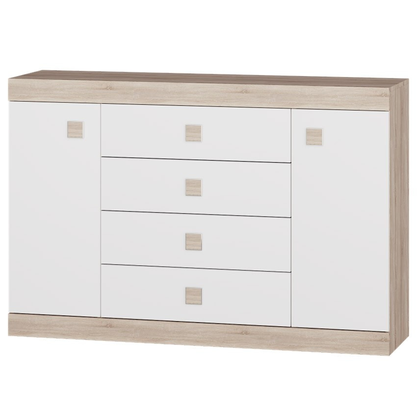 Комод у вітальню з ламінованої ДСП Соната 8 Еверест Дуб Сонома + Білий, фото 1