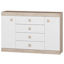 Комод у вітальню з ламінованої ДСП Соната 8 Еверест Дуб Сонома + Білий