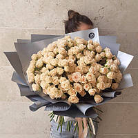 Букет кремовых кустовых роз (51 шт)