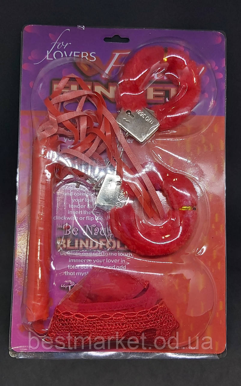 Подарунковий Набір Сувенір для Любовних Ігрових Наручники Ігрова Плетка Трусики