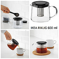 Заварочный чайник 600 мл IKEA RIKLIG стеклянный заварник (чайник для заваривания) 0,6 литра ИКЕА РИКЛИГ