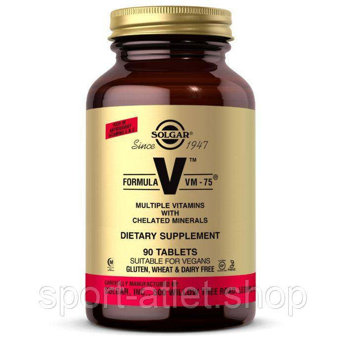 Вітаміни та мінерали Solgar Formula V VM-75, 90 таблеток