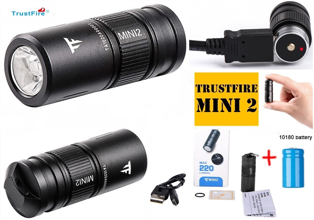Наключник TrustFire MINI2 220LM міні ліхтарик брелок EDC з USB і Акумулятор в комплекті