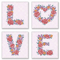 Розмальовка для дорослих Ідейка Квартет Слово LOVE flowers (CH125) 18 х 18 см