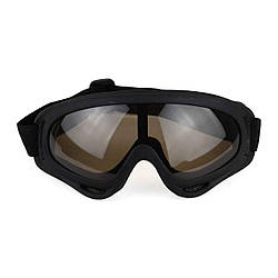 Окуляри гірськолижні, для велосипеду, самокату, захисні Чорний корпус, Чорна лінза