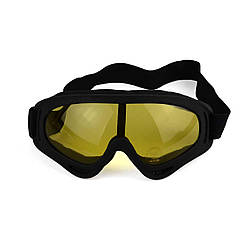 Окуляри гірськолижні, для велосипеду, самокату, захисні Чорний корпус, Жовта лінза