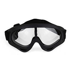 Окуляри гірськолижні, для велосипеду, самокату, захисні Чорний корпус, Прозора лінза