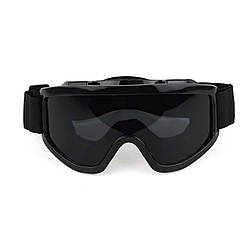 Окуляри для лижників, для велосипедистів і для мотоциклістів (МГ-1001-5) Чорний корпус, Чорна лінза