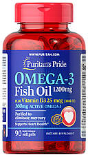 Омега 3 з вітаміном Д Puritan's Pride Omega 3 Fish Oil 1200 mg plus Vitamin D3 1000 IU 90 softgels, фото 5