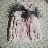 Хутряна шапка з хутра кролика Рекс і чорнобурки колір рожевий, фото 2