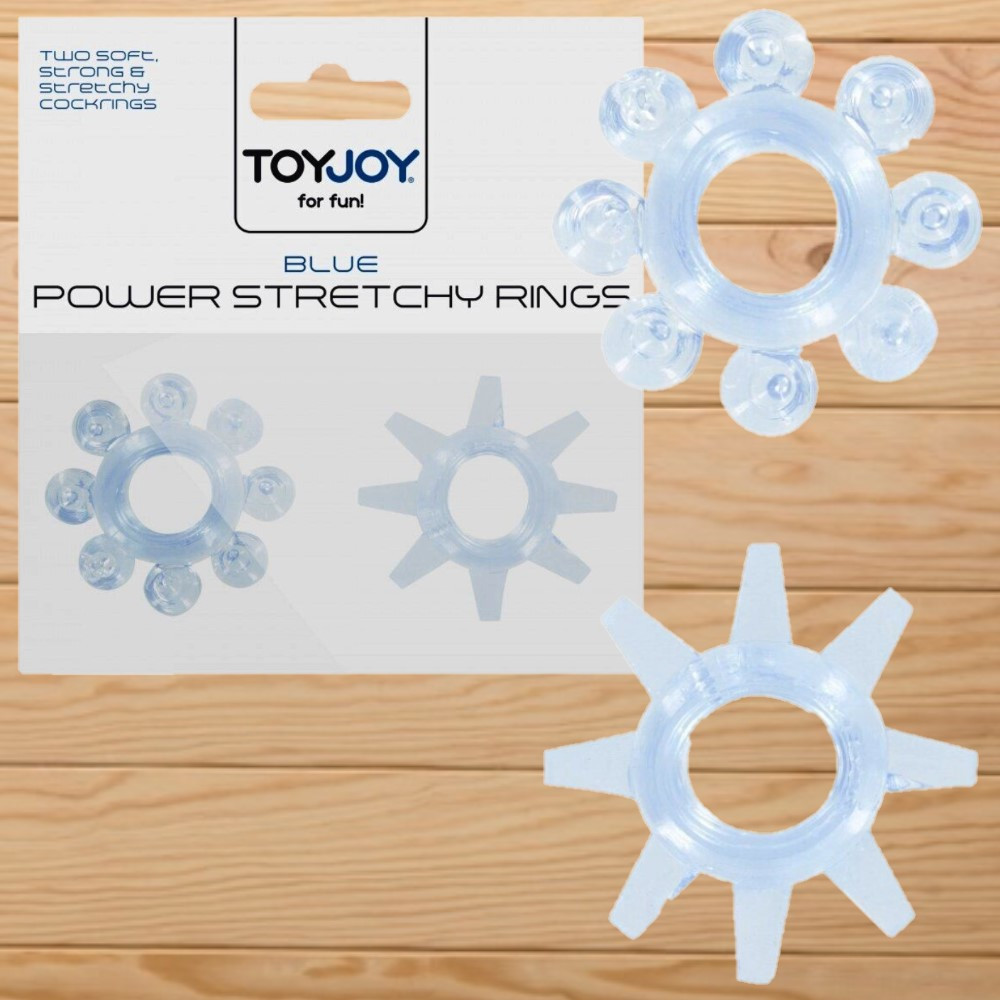 Набір ерекційних кілець з 2 штук "Power stretchy Rings Blue" від Toy Joy